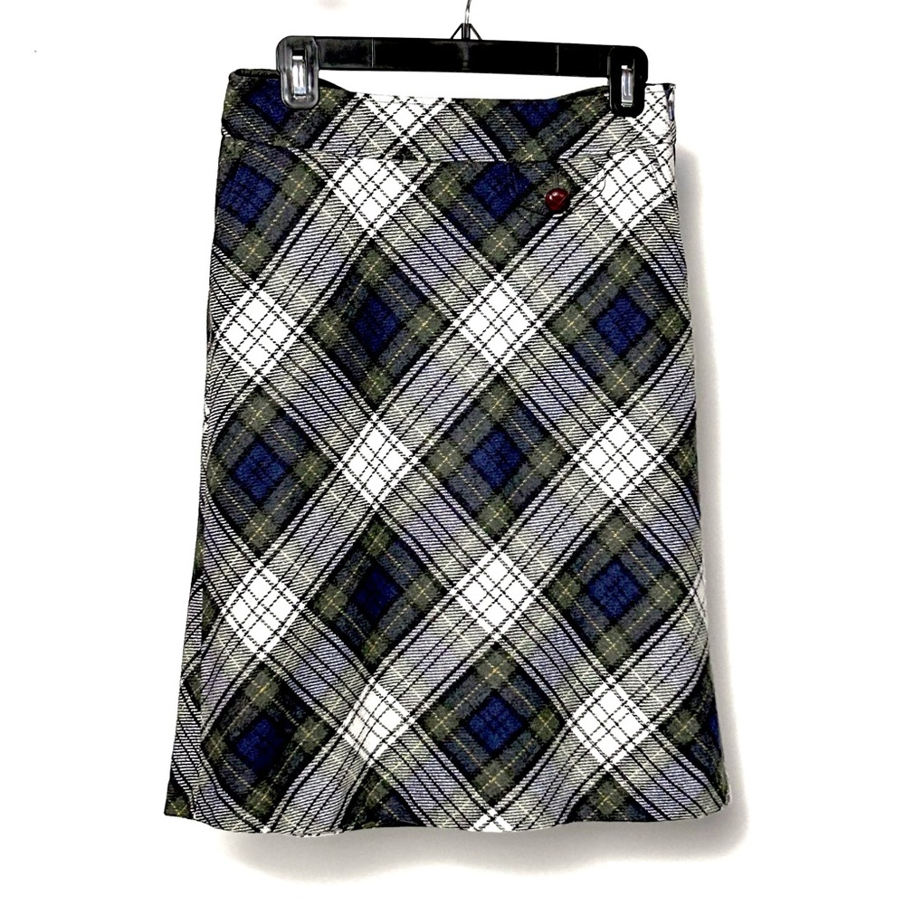 LL Bean wool blend tartan skirt